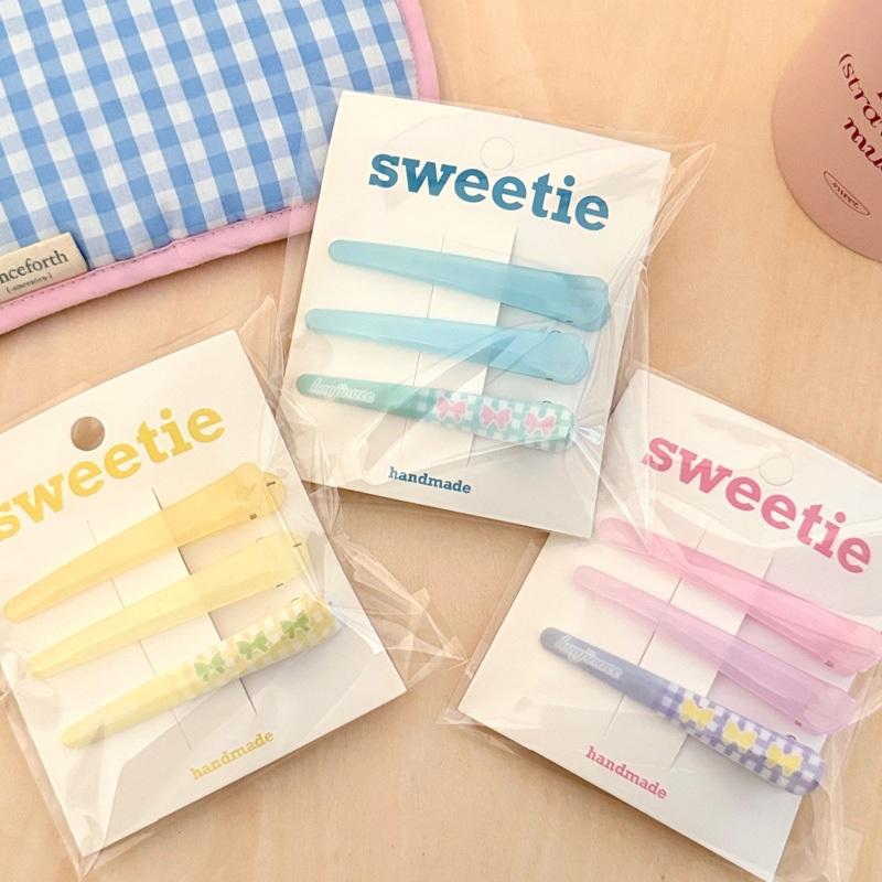 AHUA 阿華有事嗎 多巴胺色系蝴蝶結一字鴨嘴夾3入組 E0143 韓系可愛 百搭 少女 髮夾 髮飾 配件-細節圖6