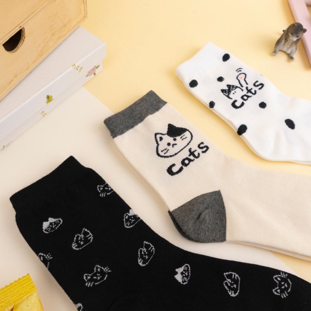 AHUA 阿華有事嗎 手繪貓咪中筒襪 K2420 正韓襪子 百搭純棉襪 韓系必備 少女襪-細節圖7