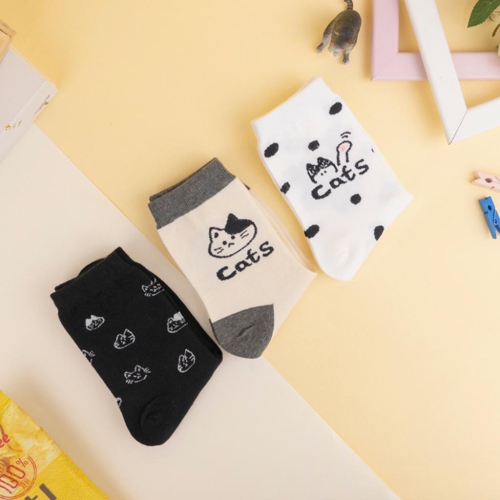 AHUA 阿華有事嗎 手繪貓咪中筒襪 K2420 正韓襪子 百搭純棉襪 韓系必備 少女襪-細節圖8