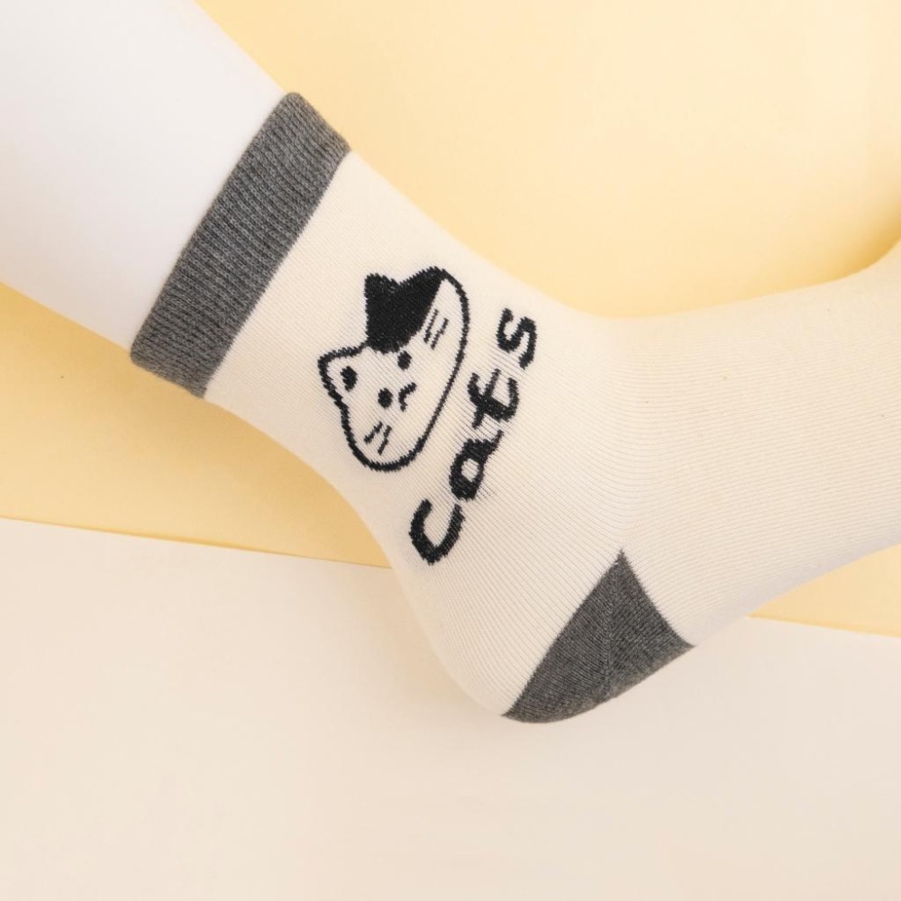 AHUA 阿華有事嗎 手繪貓咪中筒襪 K2420 正韓襪子 百搭純棉襪 韓系必備 少女襪-細節圖9