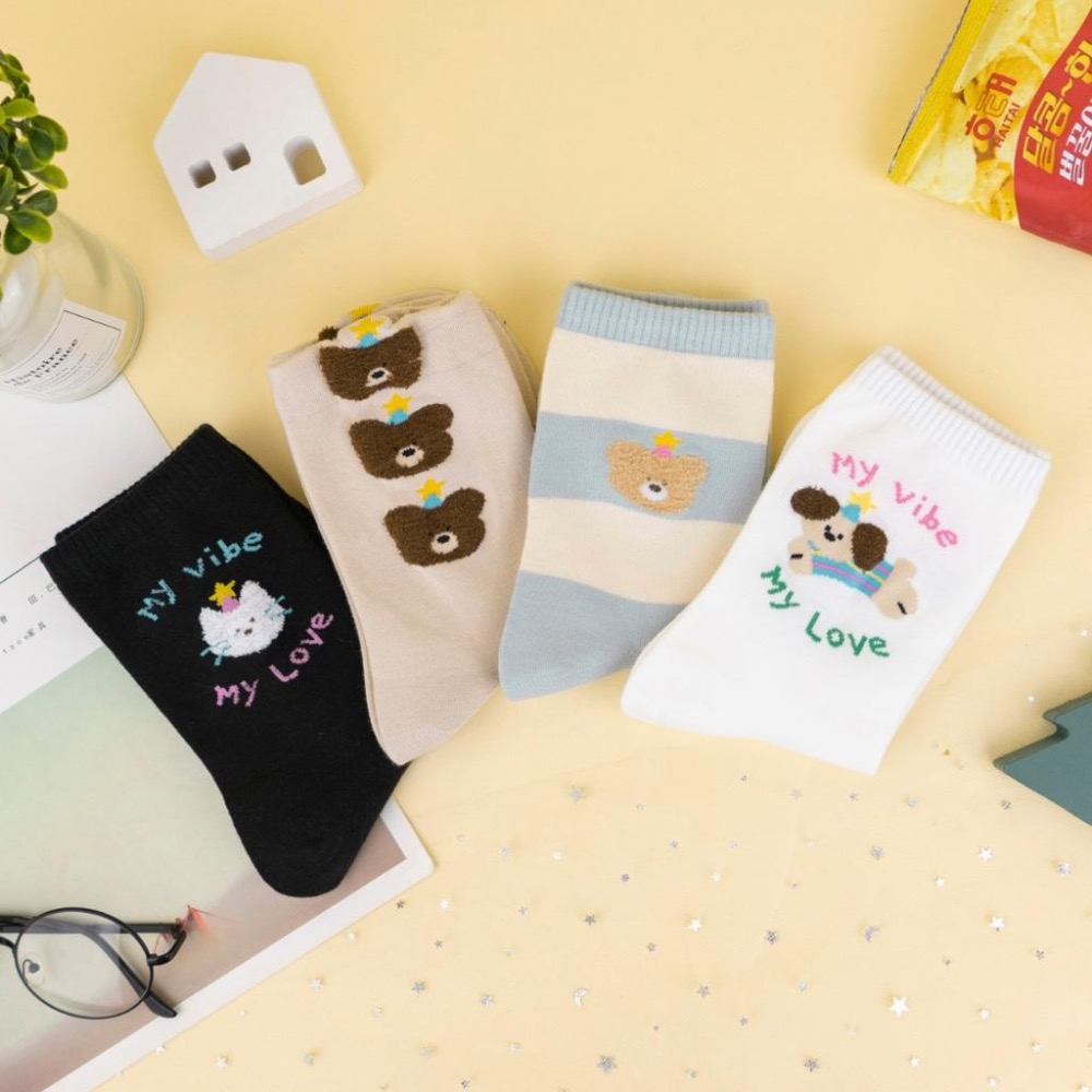 AHUA 阿華有事嗎 My vibe立體毛毛動物中筒襪 K2406 正韓襪子 百搭純棉襪 韓系必備 少女襪-細節圖5
