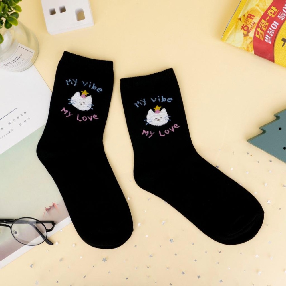 AHUA 阿華有事嗎 My vibe立體毛毛動物中筒襪 K2406 正韓襪子 百搭純棉襪 韓系必備 少女襪-細節圖8