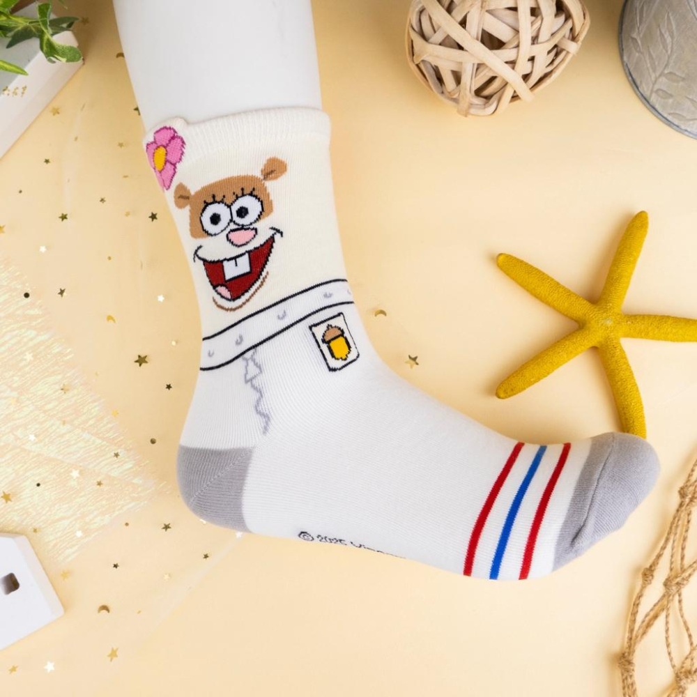 AHUA 阿華有事嗎 海綿寶寶全版人物中筒襪 K2396 正韓襪子 百搭純棉襪 韓系必備 少女襪-細節圖8