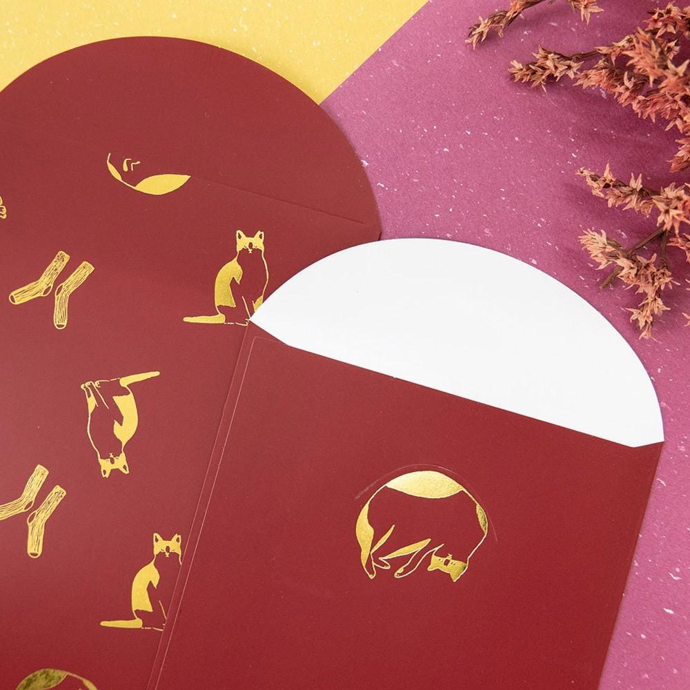 AHUA阿華有事嗎 阿華獨家訂製 2020燙金小賓貓貓紅包袋3入1包 【D0004】新年過年春節 燙金紅包袋-細節圖4