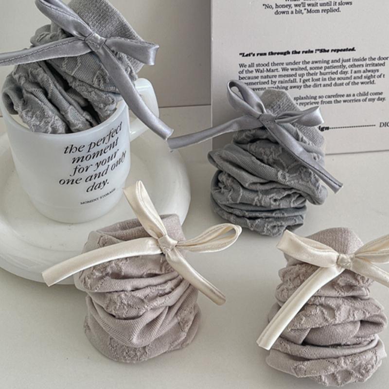 AHUA 阿華有事嗎 立體紋路熊熊緞帶蝴蝶結中筒襪 S0552 百搭純棉襪 韓系必備 少女襪-細節圖6