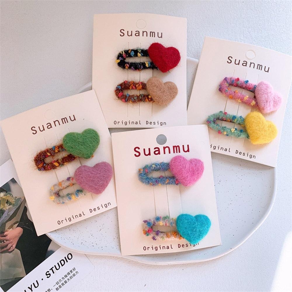 AHUA  兒童羊毛氈彩色愛心BB髮夾 兒童髮飾 造型髮夾 親子穿搭 TT0044 阿華有事嗎-細節圖3