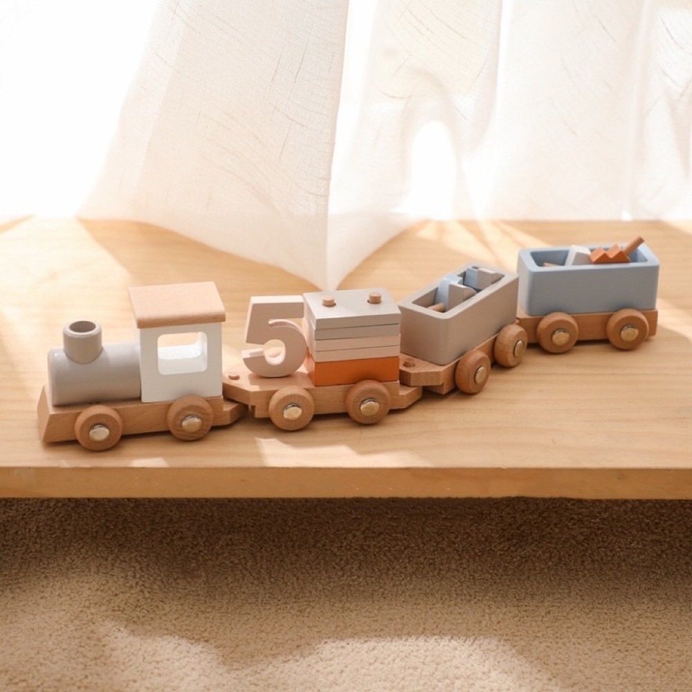 木質 兒童 生日 火車玩具 寶寶生日 里程碑 玩具小火車 創意生日 拍照擺件 送禮-細節圖5
