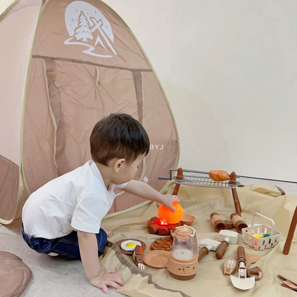在台現貨 兒童露營玩具組(43pcs) 家家酒玩具 仿真露營 室內 帳篷 野炊 餐具 防潮墊地墊 送禮 生日禮物-細節圖2
