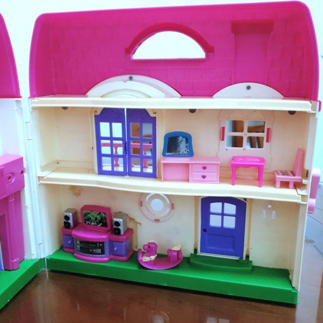 【♥薇樂園】雙層別墅娃娃屋 | 按門鈴叮咚叮咚、路燈亮~絕版娃娃屋，女孩家家酒最愛，兩層透天別墅-細節圖2