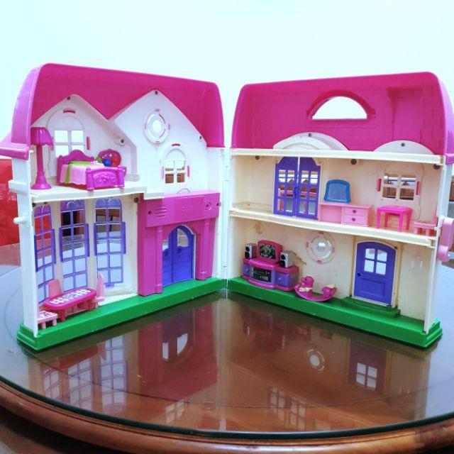 【♥薇樂園】雙層別墅娃娃屋 | 按門鈴叮咚叮咚、路燈亮~絕版娃娃屋，女孩家家酒最愛，兩層透天別墅-細節圖3