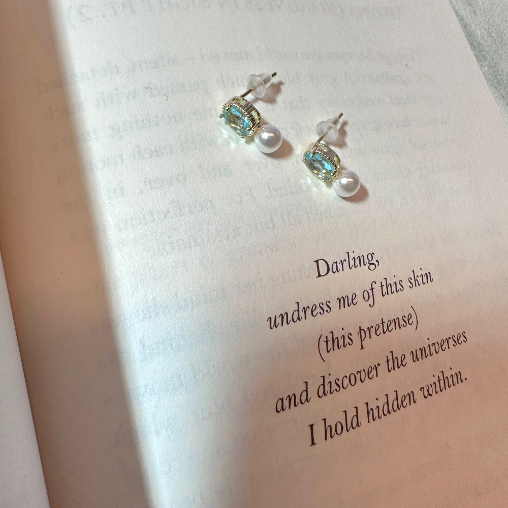 🩵天空藍鋯石小珍珠耳環🩵-細節圖3