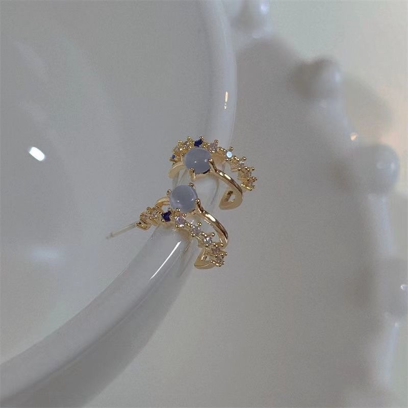 🩵ins法式雙層藍色貓眼石耳釘耳圈 agete風🩵-細節圖5