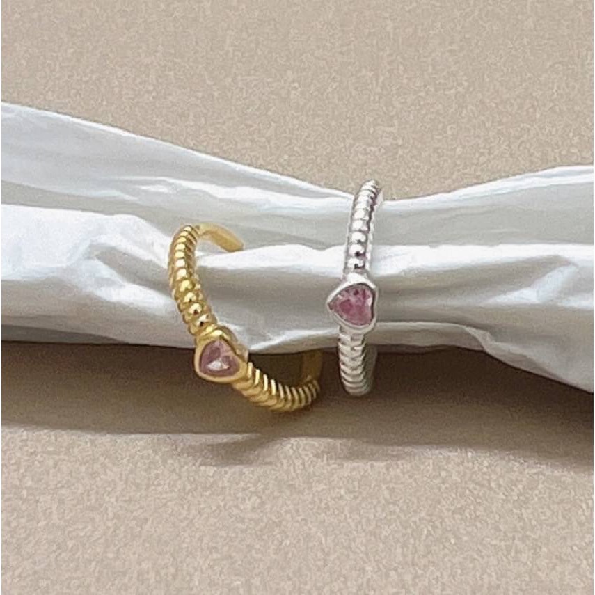 💖粉色鋯石愛心戒指💖-細節圖3