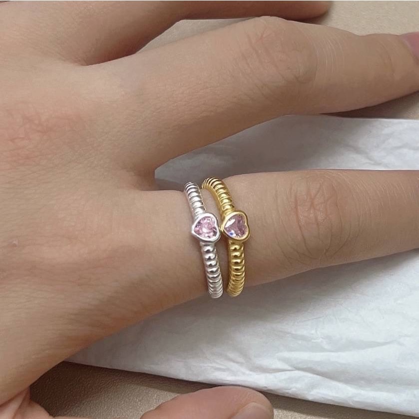 💖粉色鋯石愛心戒指💖-細節圖4