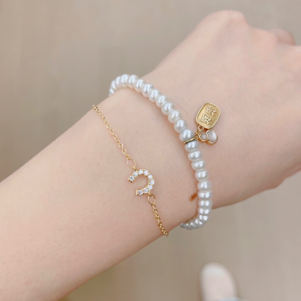 🤍氣質馬蹄小鋯石細手鍊 金色U型手鍊 C型手鍊細手鍊💛-細節圖6