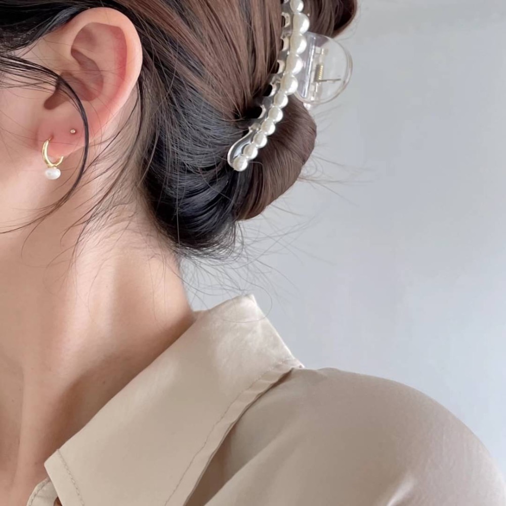 韓國 珍珠耳圈耳環-細節圖5
