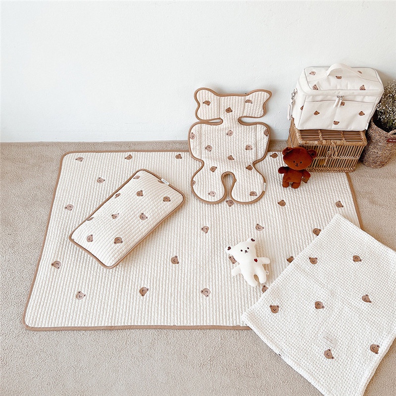 透氣寶寶枕 小熊枕頭 韓國Ins風 吸汗枕 純棉 寶寶枕頭 兒童枕頭 午睡枕 可愛刺繡圖案-細節圖7