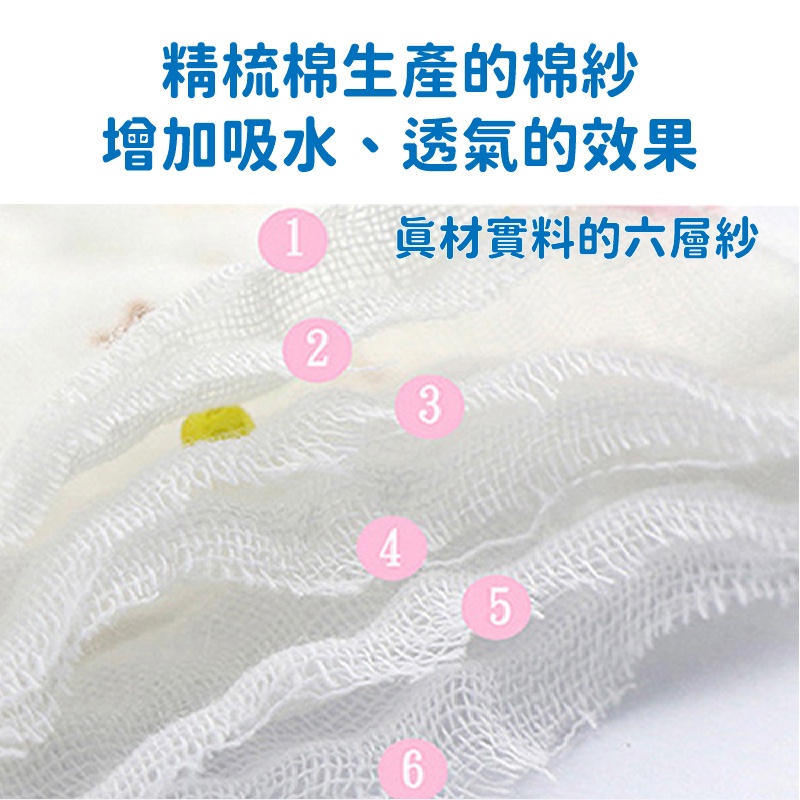 紗布方巾 擦手巾 六層紗布巾 泡泡紗 可水洗 紗布巾 洗臉巾 寶寶巾 小方巾 口水巾 餵奶巾 吸水方巾 30x30-細節圖4