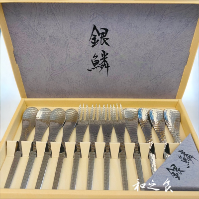 日本Tamahashi 銀鱗錘紋下午茶叉匙12件組 咖啡匙 點心匙 點心叉