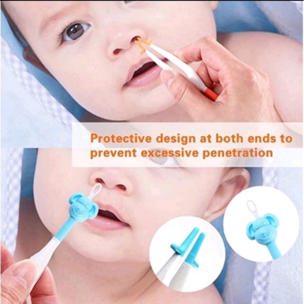 跨境亞馬遜嬰兒挖耳勺挖鼻屎雙頭矽膠 清潔棒 棉花棒-細節圖5