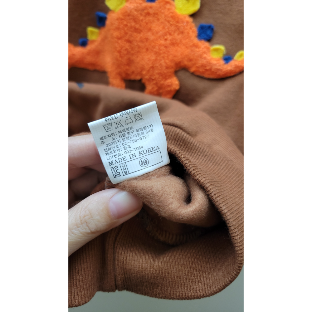 韓製 立體小恐龍刷毛上衣 5號-細節圖3