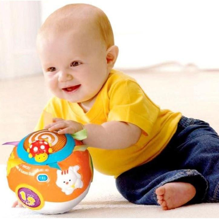 英國【Vtech】炫彩聲光滾滾球 動物派對聲光滾滾球 橘色 粉色 滾滾球 滾球玩具 轉轉球 學爬玩具 電動球 爬行 自動-細節圖4