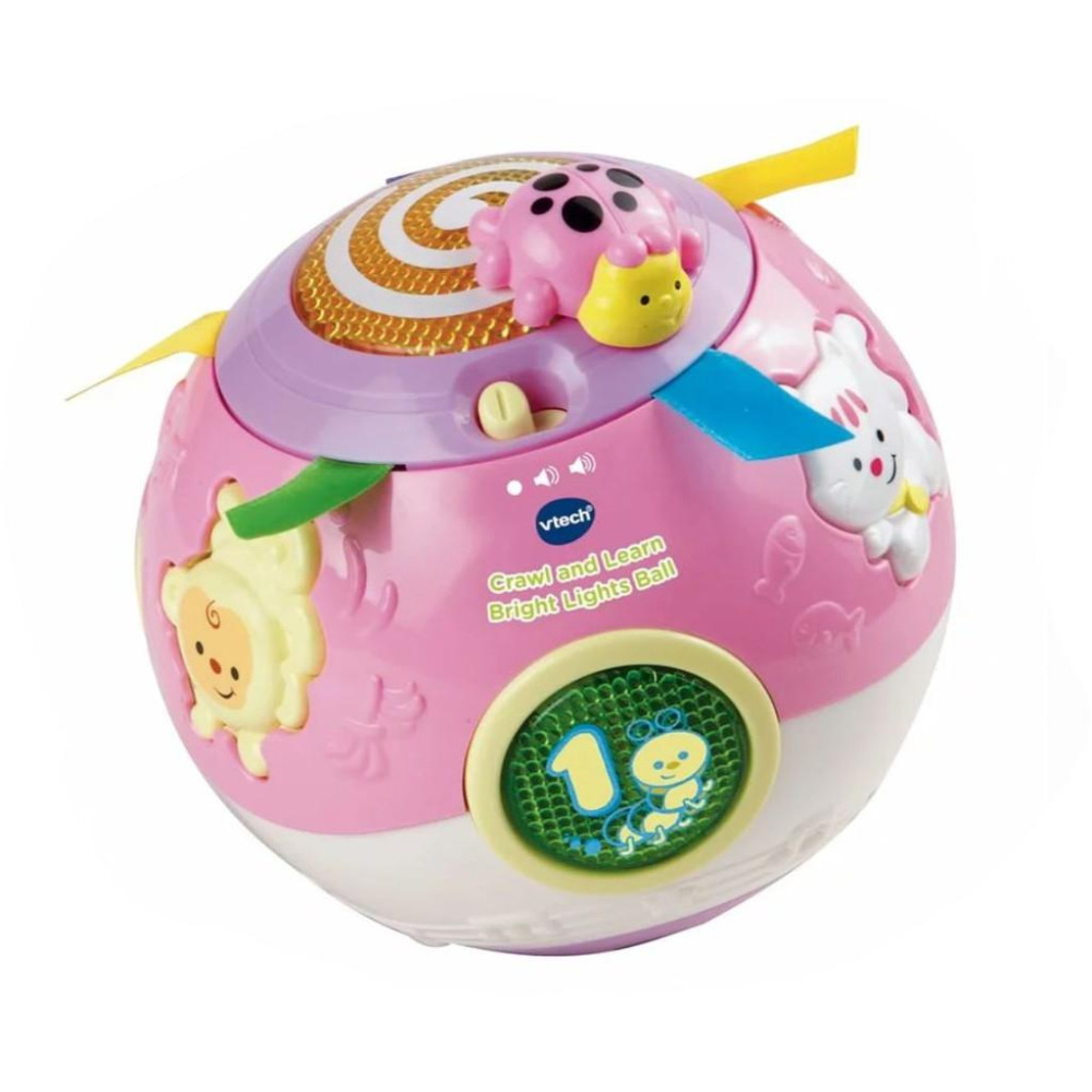 英國【Vtech】炫彩聲光滾滾球 動物派對聲光滾滾球 橘色 粉色 滾滾球 滾球玩具 轉轉球 學爬玩具 電動球 爬行 自動-細節圖5