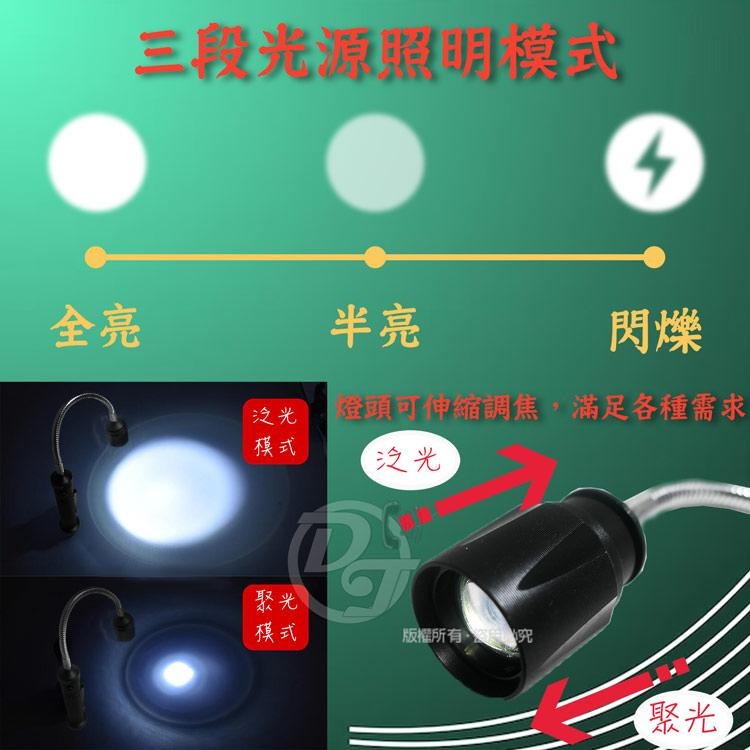 台灣製~高亮U3 LED充電式調焦彎管工作燈 SY-T9028-細節圖2