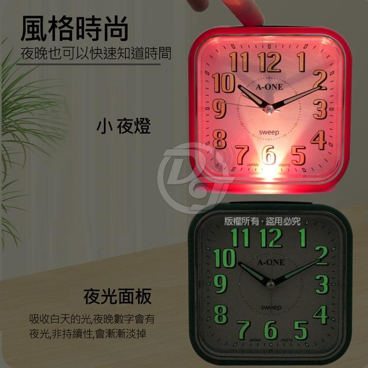 A ONE 方型大數字超靜音貪睡鬧鐘 TG-0134 (4色)-細節圖5