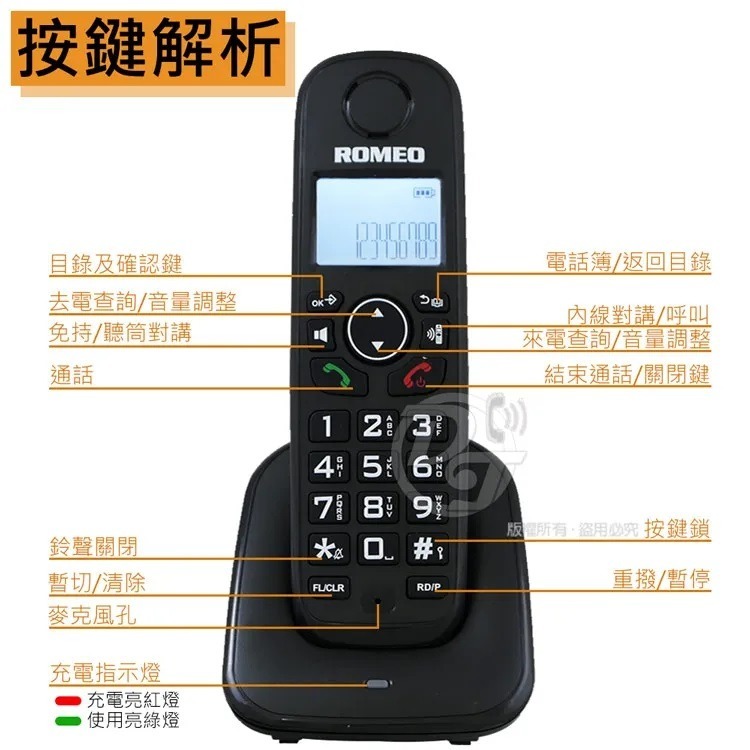 ROMEO 羅蜜歐DECT 1.8GHz數位式無線電話機 DTC-2031-細節圖11