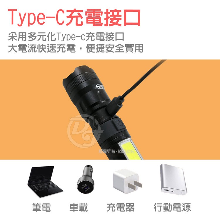 EDSDS 超亮白1600流明激光LED戰術手電筒 EDS-G823-細節圖5