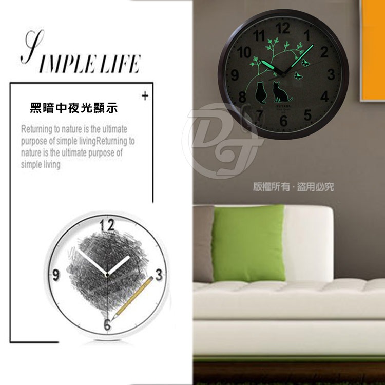 FUTABA 貓咪喵喵超靜音夜光掛鐘 0779-細節圖4