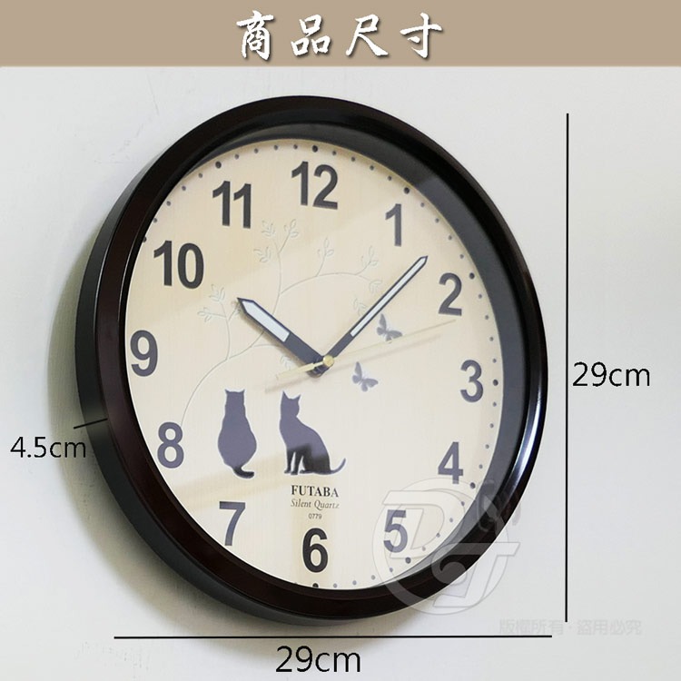 FUTABA 貓咪喵喵超靜音夜光掛鐘 0779-細節圖7