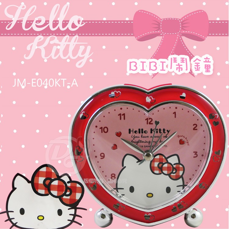 HELLO KITTY 甜美紅心靜音貪睡鬧鐘 JM-E040KT-A-細節圖2