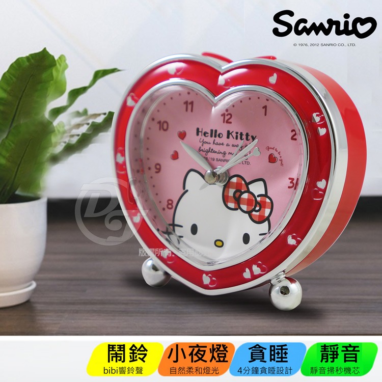 HELLO KITTY 甜美紅心靜音貪睡鬧鐘 JM-E040KT-A-細節圖3