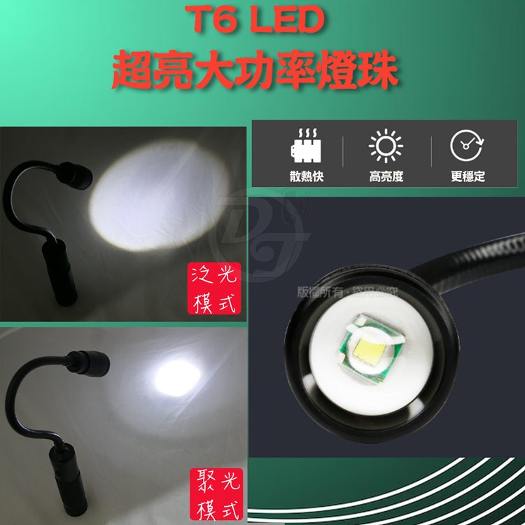 SPARK T6 LED充電式調焦彎管工作照明燈 AF201-細節圖3