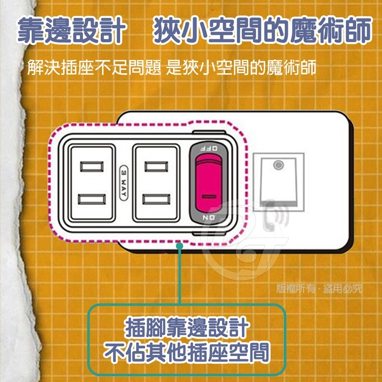 【Dr.AV】1開3插2P分接式轉接器 TNT-831S-細節圖3