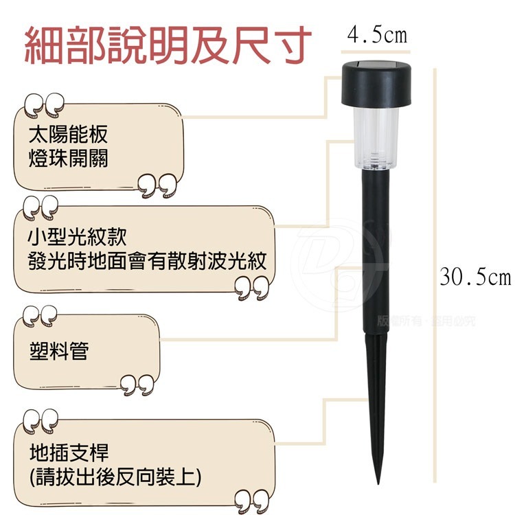SPARK 太陽能LED自動光控草坪景觀插地燈 MQ811/MQ815/MQ810-規格圖10