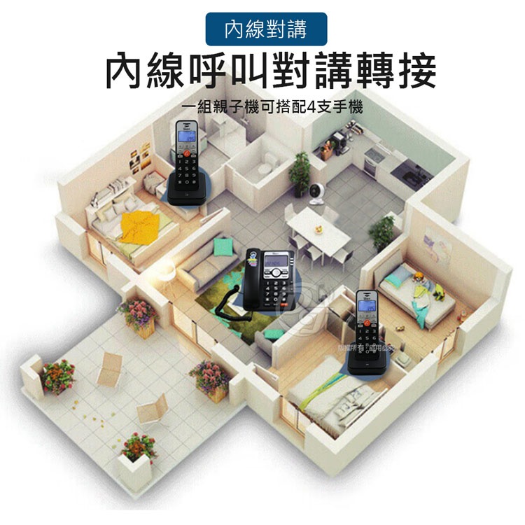 羅蜜歐2.4G高頻來電顯示無線親子機TC-9500GS 高頻技術通話清晰-細節圖5