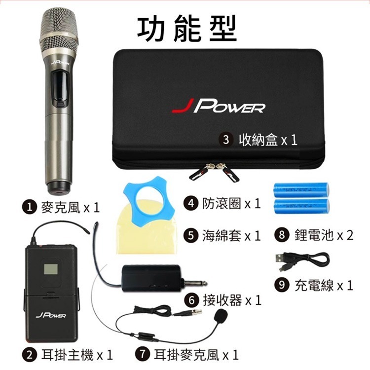 JPOWER 震天雷UHF無線麥克風 JP-UHF-888 ＊單機/雙機/功能/豪華＊-規格圖4