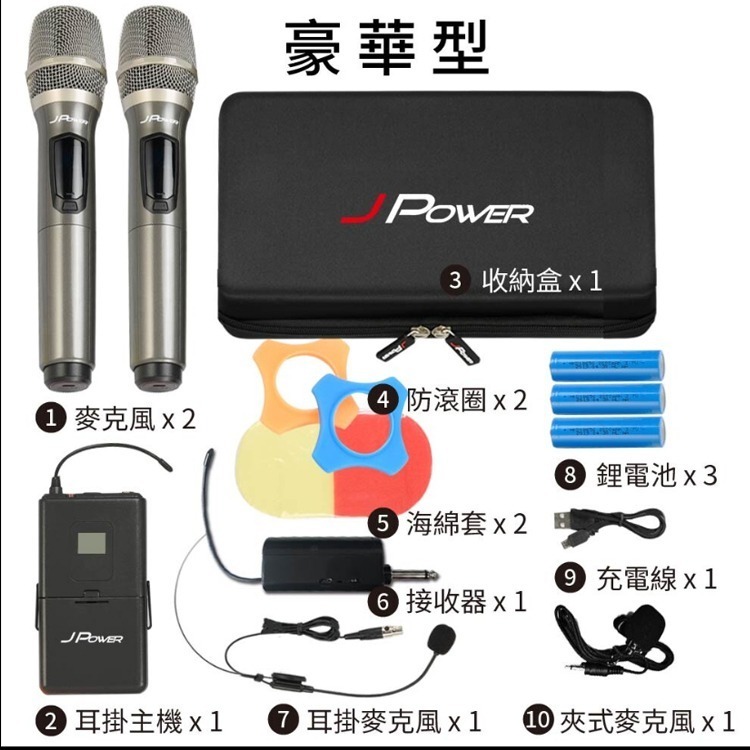 JPOWER 震天雷UHF無線麥克風 JP-UHF-888 ＊單機/雙機/功能/豪華＊-規格圖4