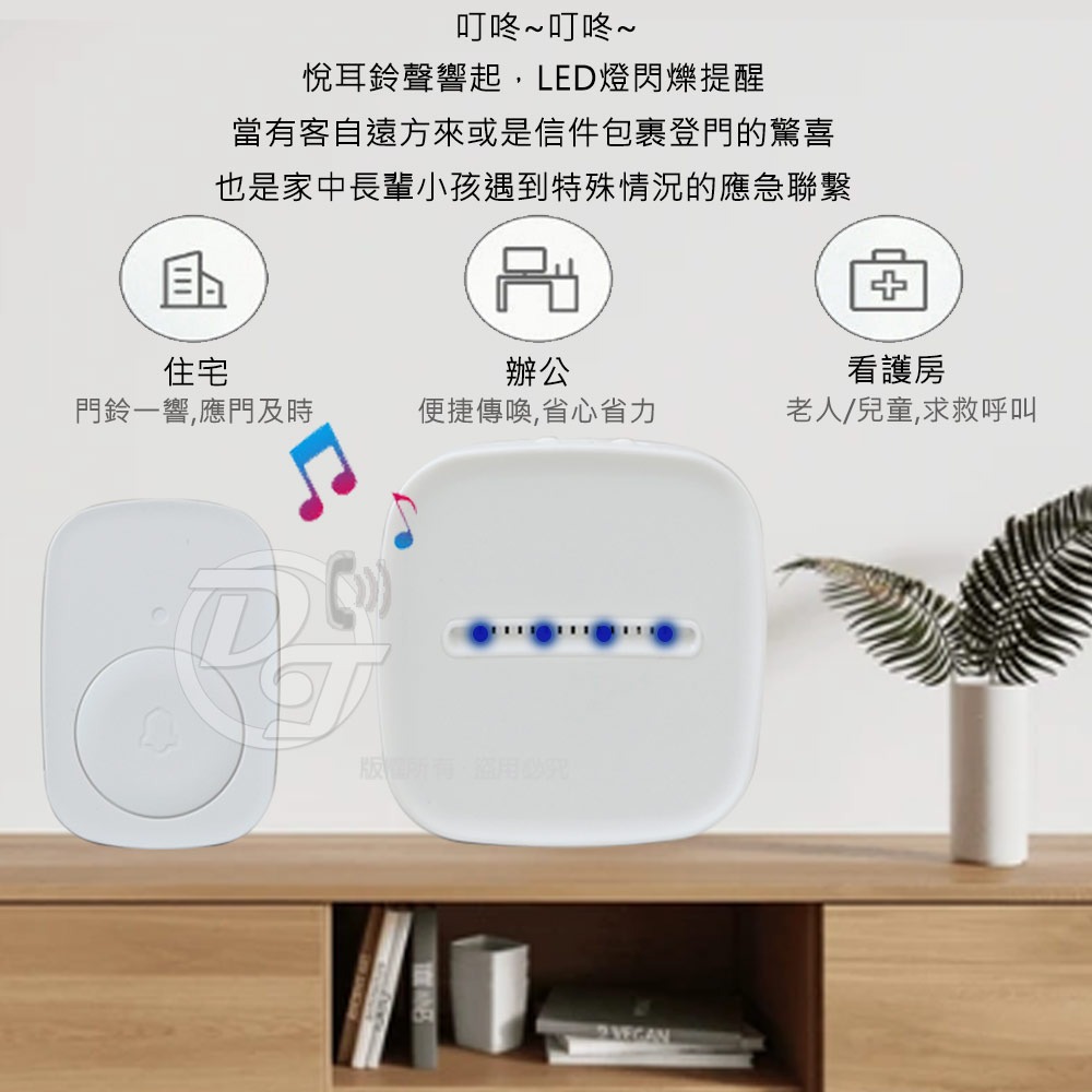 LongPing一對一插電式無線數位緊急看護門鈴 Q-347-細節圖3