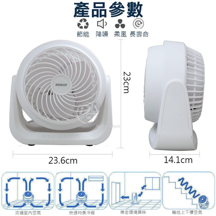 SANLUX 台灣三洋7吋AC循環風扇 (SYEF-F01)-細節圖5