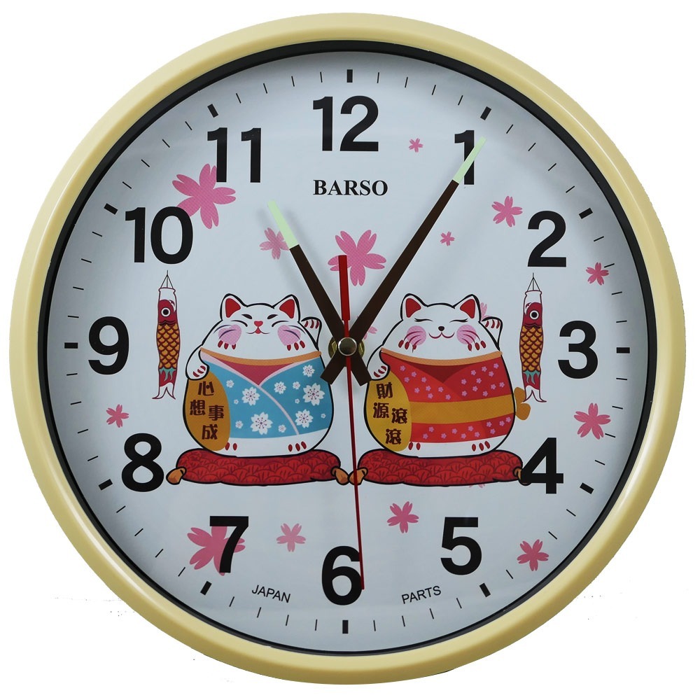 BARSO 可愛招財貓9吋靜音夜光掛鐘 BS-812-細節圖7