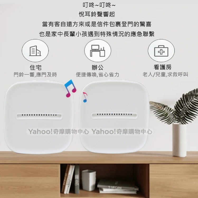 LongPing一對二插電式無線數位緊急看護門鈴 Q-347A-細節圖5