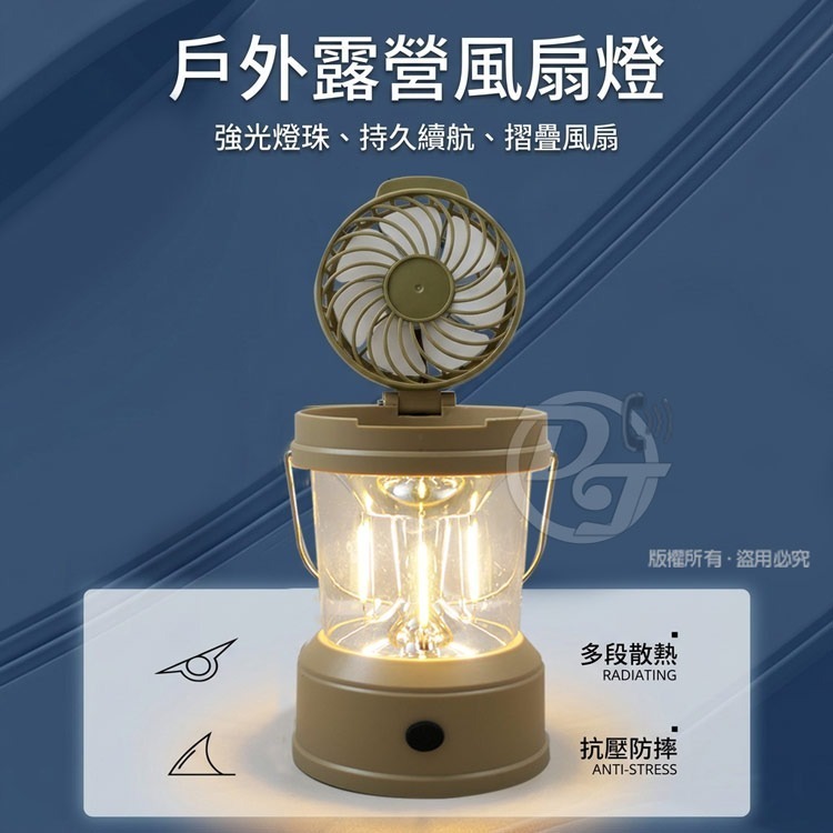 Q&T多角度調節風扇高亮度露營燈 SY-T8046-細節圖4