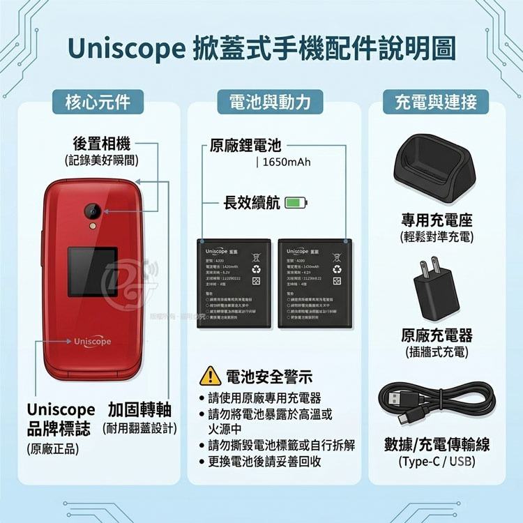 Uniscope 優思Uniscope 優思4G長輩機折疊手機 A808(全配/公司貨)-細節圖8