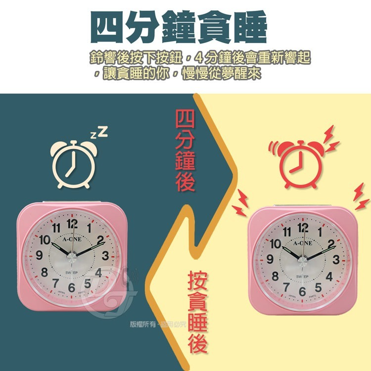 A-one 金吉星莫藍迪小巧BiBi鈴聲貪睡鬧鐘 TG-0187(四色)-細節圖2