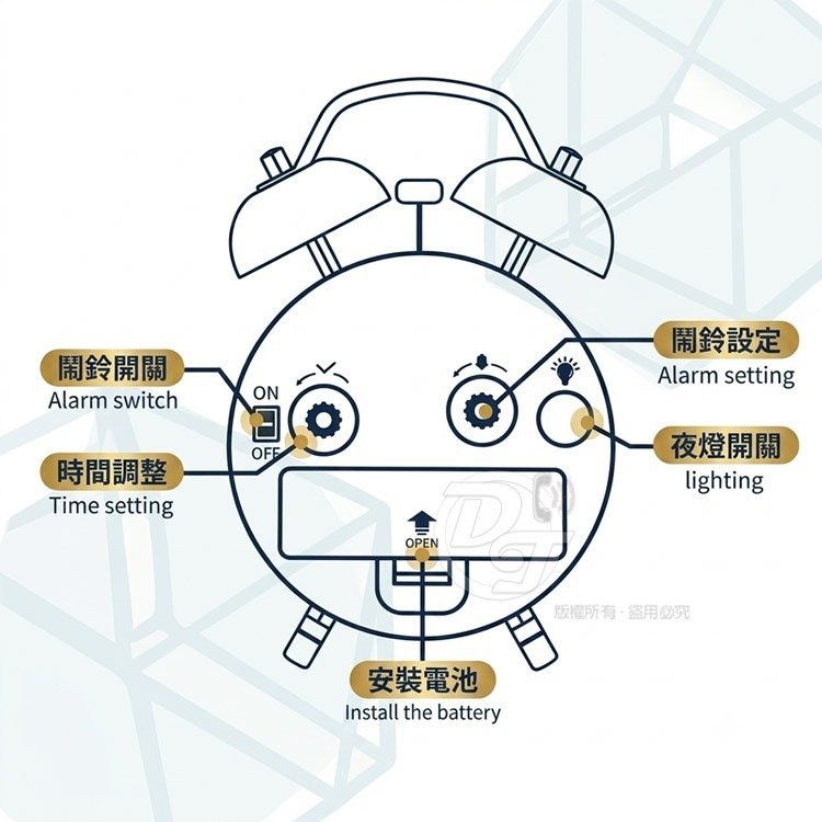 EDSDS 經典雙鈴文藝風靜音鬧鐘 EDS-A64 (兩色)-細節圖6