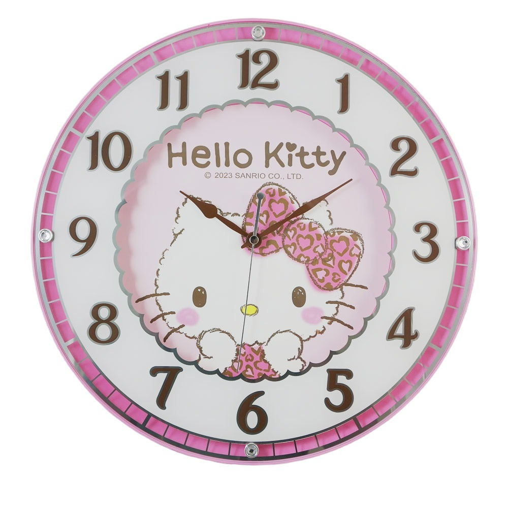 Hello Kitty粉色豹紋水鑽靜音掛鐘 JM-W2344-KT高貴氣質最佳魅力-細節圖5
